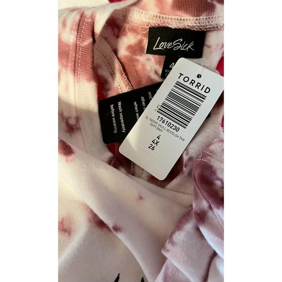 Lovesick Plus 4 Vanilla Tie-Dye Bone Voyage Skull Graphic Slashed Back Tank Top - Picture 5 of 5